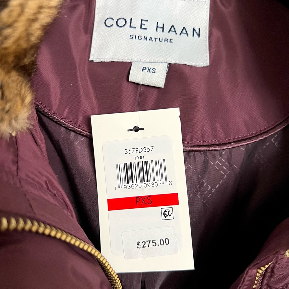 NWT $275 Cole Haan Puffer Jacket PXS Petite XS Burgundy NEVER WORN - Picture 7 of 16